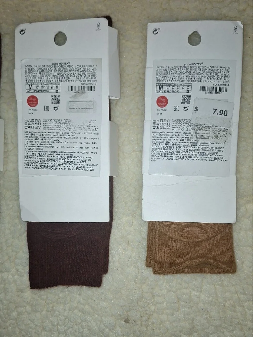 ZARA Women's Crew Socks - Dark RED & Camel (3 Pack)